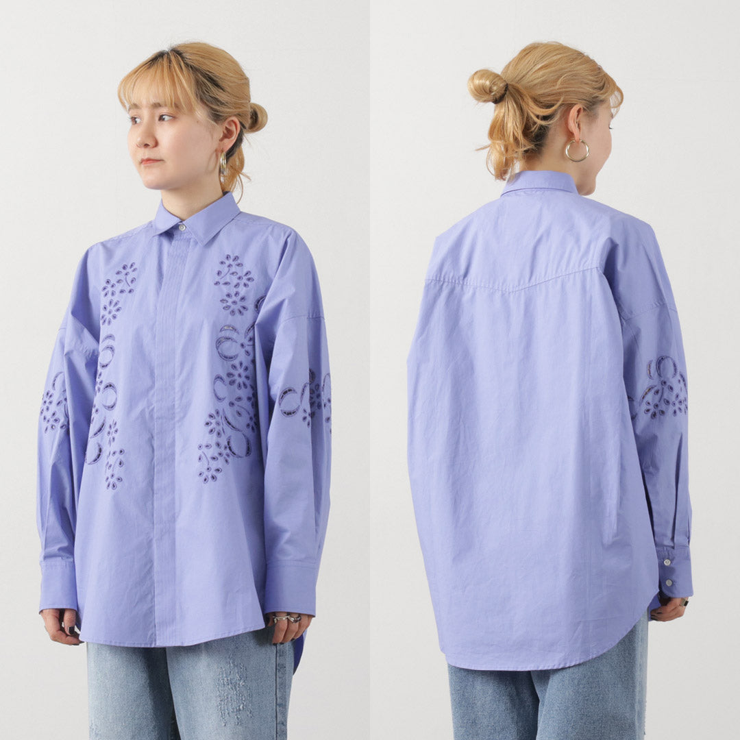 【50%OFF】KHA:KI(カーキ) エンブロイダリー シャツ