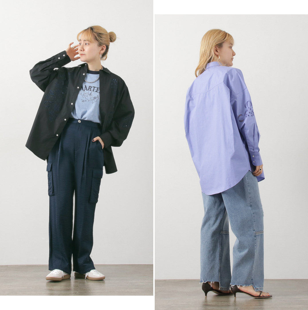 【50%OFF】KHA:KI(カーキ) エンブロイダリー シャツ