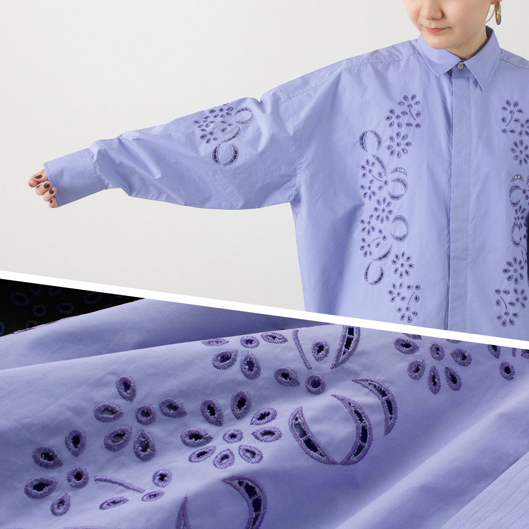 【50%OFF】KHA:KI(カーキ) エンブロイダリー シャツ