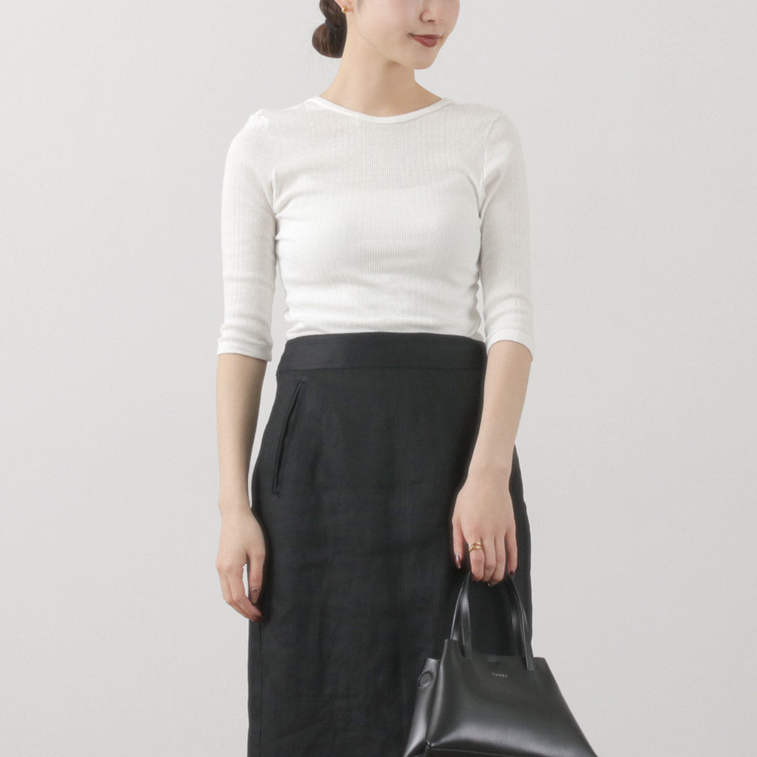 【30%OFF】FILMELANGE(フィルメランジェ) ネレア 針抜きリブ 5分袖カットソー