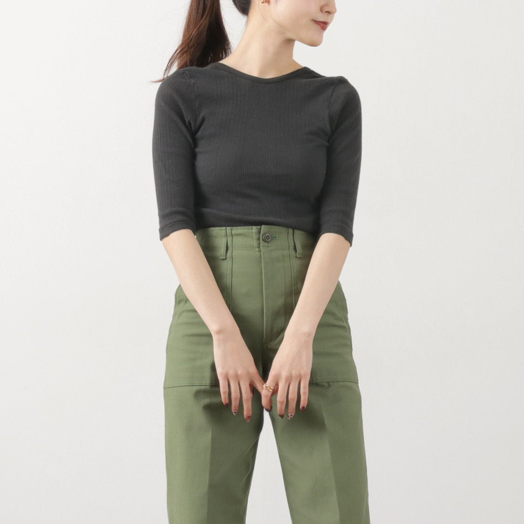 【30%OFF】FILMELANGE(フィルメランジェ) ネレア 針抜きリブ 5分袖カットソー