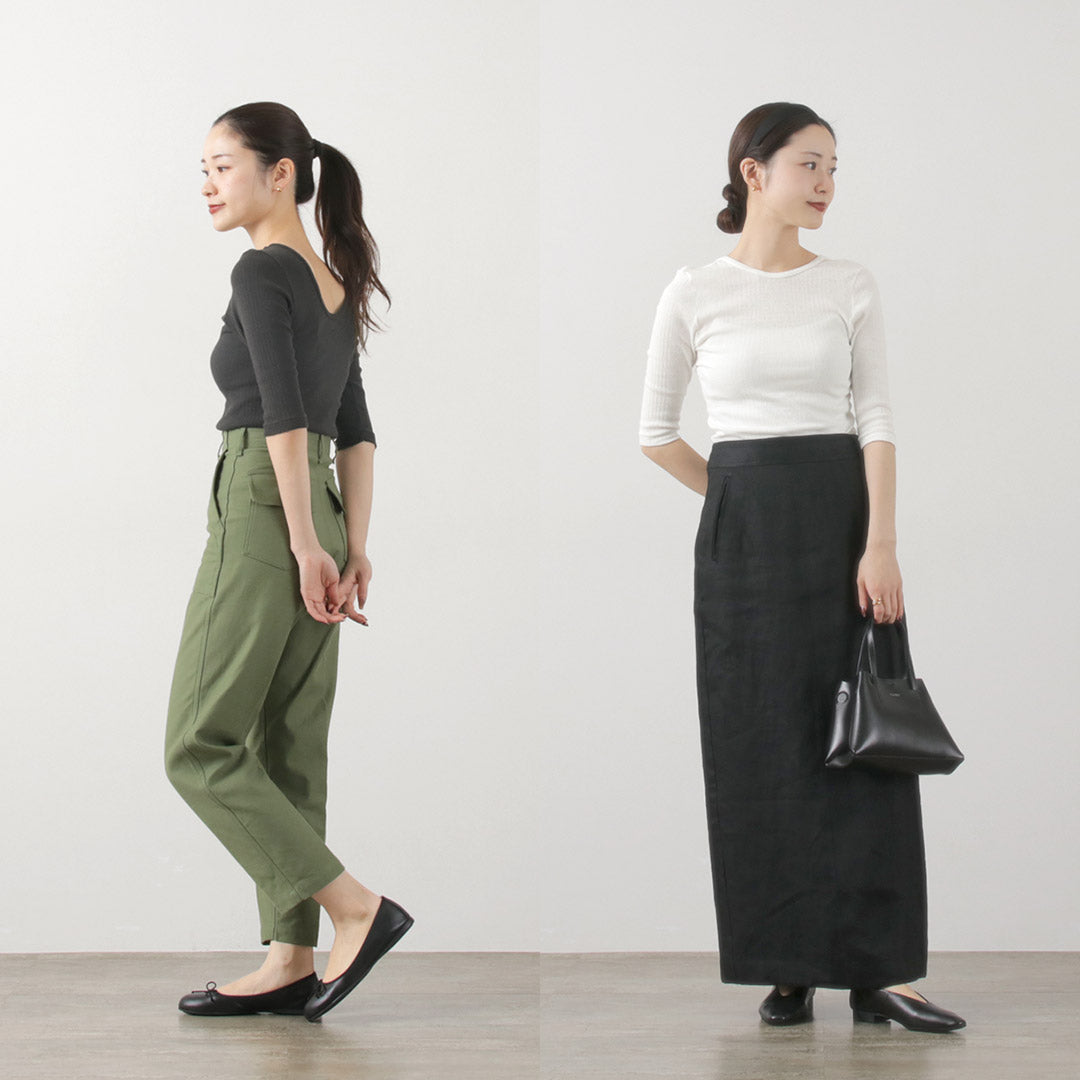 【30%OFF】FILMELANGE(フィルメランジェ) ネレア 針抜きリブ 5分袖カットソー