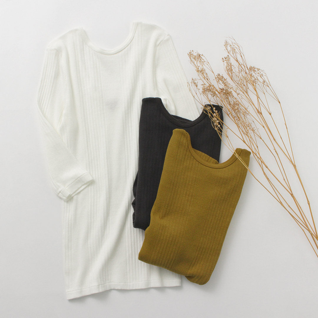 【30%OFF】FILMELANGE(フィルメランジェ) ネレア 針抜きリブ 5分袖カットソー