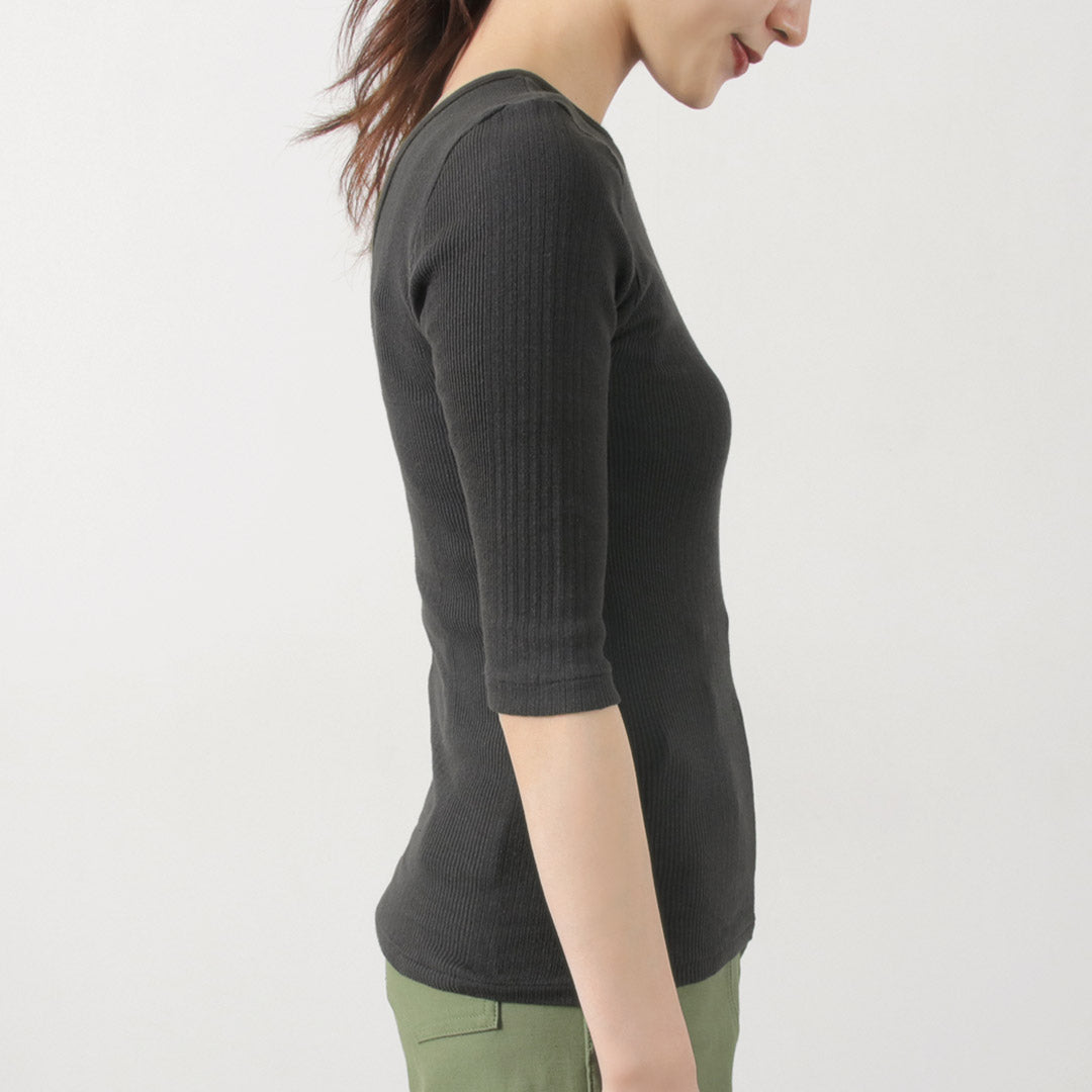 【30%OFF】FILMELANGE(フィルメランジェ) ネレア 針抜きリブ 5分袖カットソー