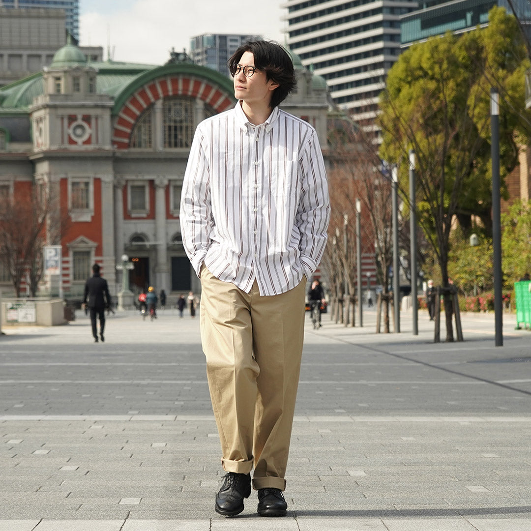 ROCOCO(ロココ) ランダムストライプ ボタンダウンシャツ クラシックフィット