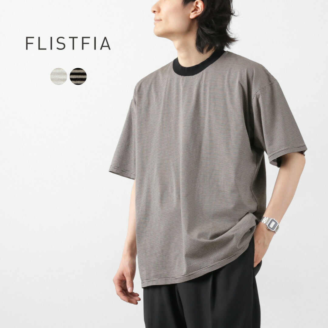 【50%OFF】FLISTFIA(フリストフィア) ルーズフィット ボーダー クルーネックTシャツ