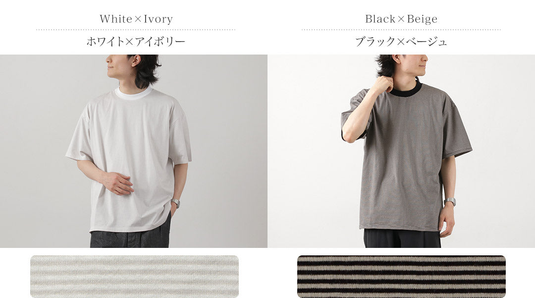 【50%OFF】FLISTFIA(フリストフィア) ルーズフィット ボーダー クルーネックTシャツ