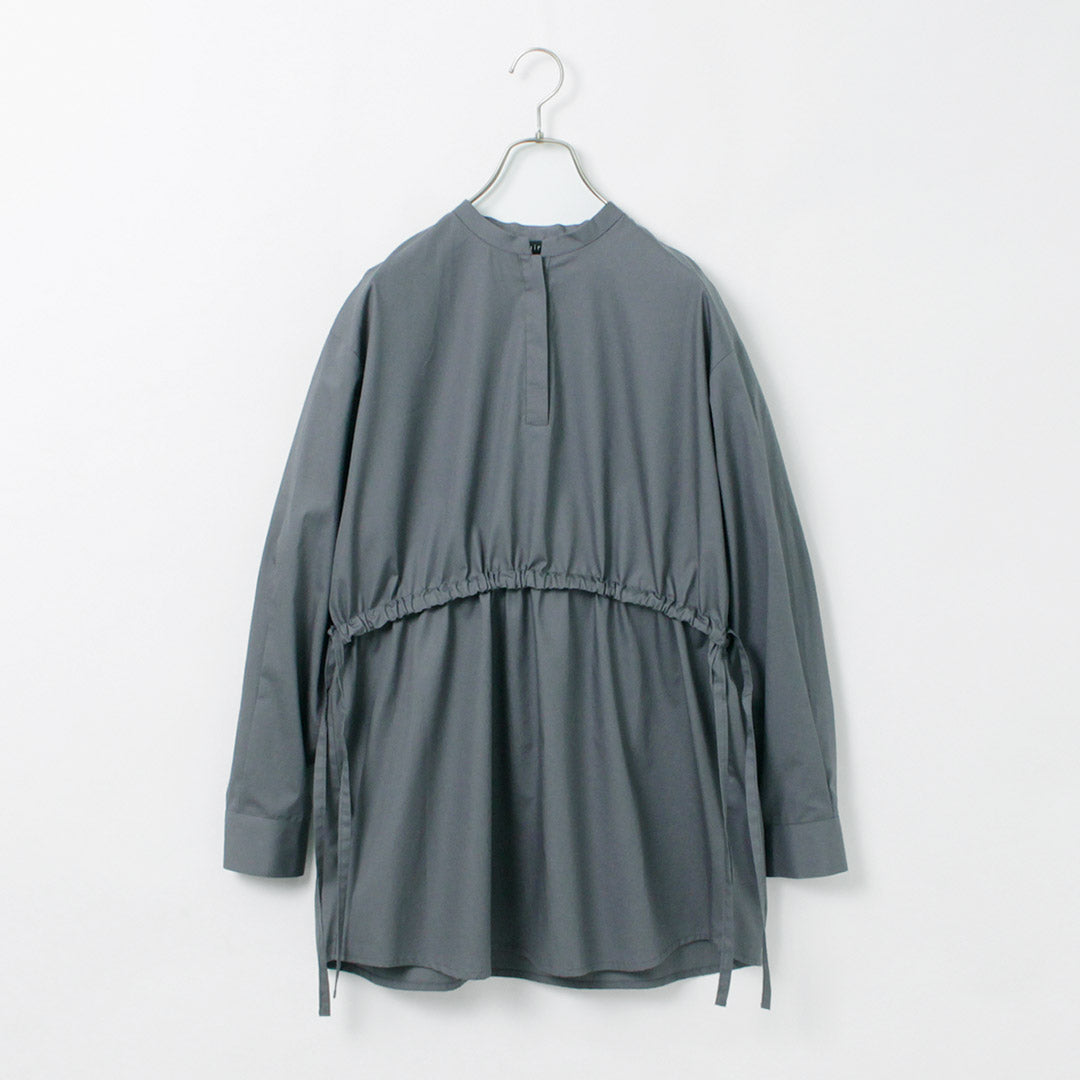 【30%OFF】mizuiro ind(ミズイロインド) スタンドカラー サイドリボン シャツ