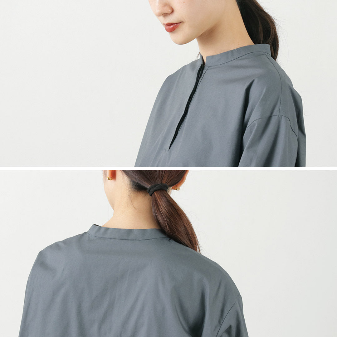 【30%OFF】mizuiro ind(ミズイロインド) スタンドカラー サイドリボン シャツ