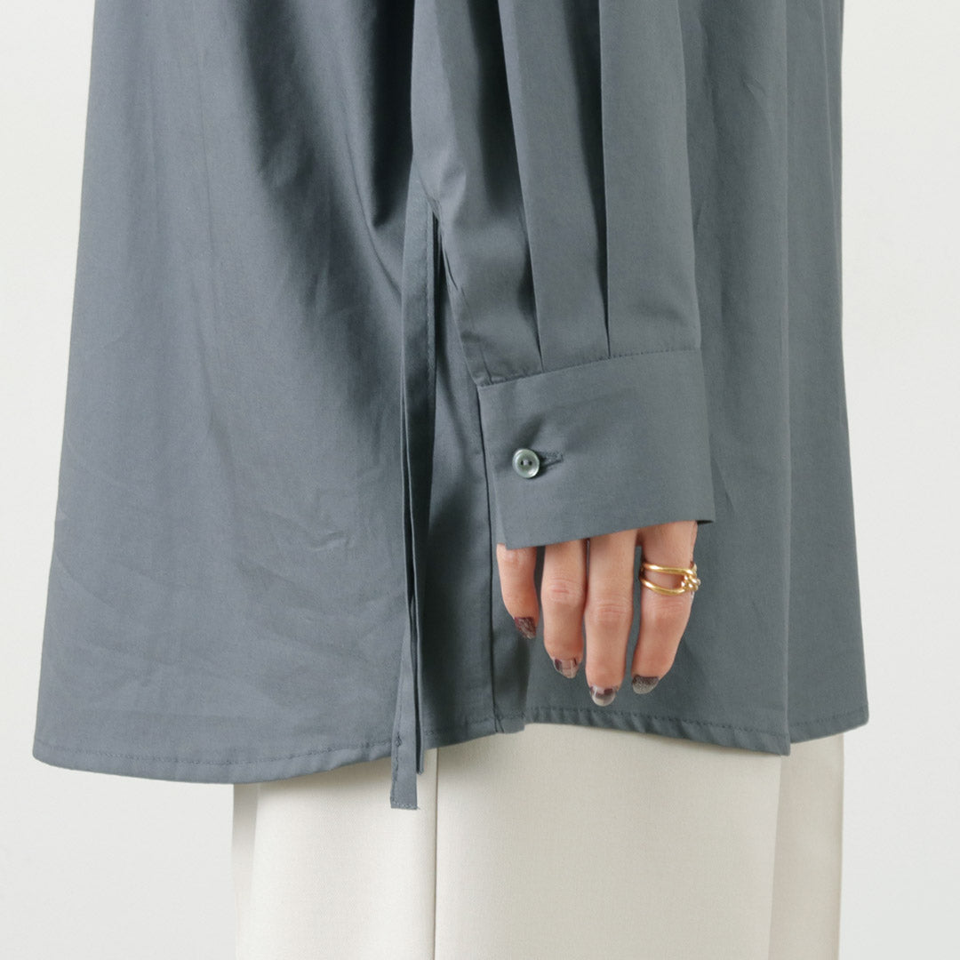 【30%OFF】mizuiro ind(ミズイロインド) スタンドカラー サイドリボン シャツ