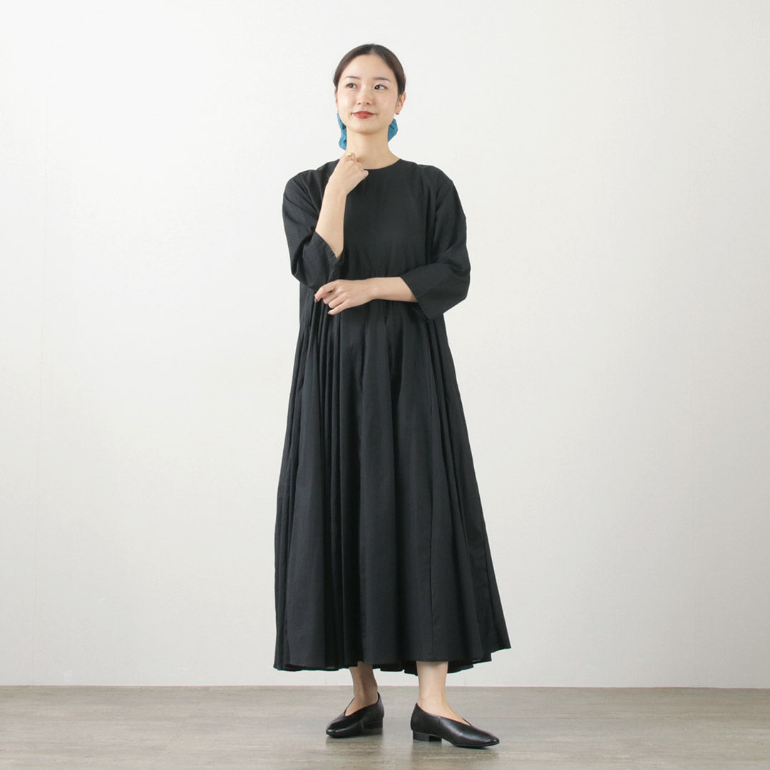mizuiro ind(ミズイロインド) クルーネック ボリューム フレア ワンピース