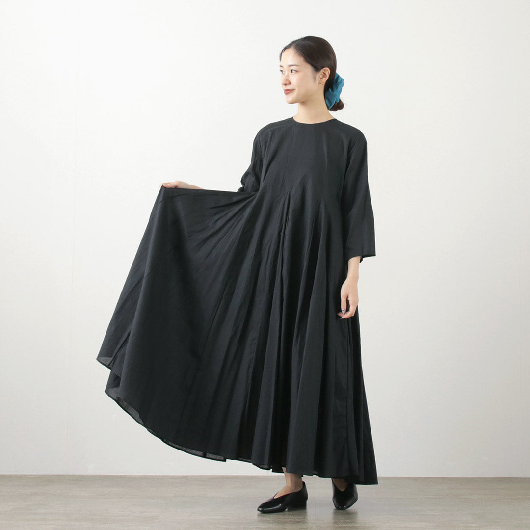 mizuiro ind(ミズイロインド) クルーネック ボリューム フレア ワンピース