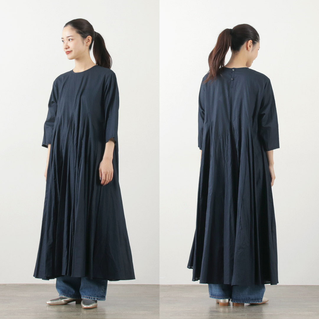 mizuiro ind(ミズイロインド) クルーネック ボリューム フレア ワンピース