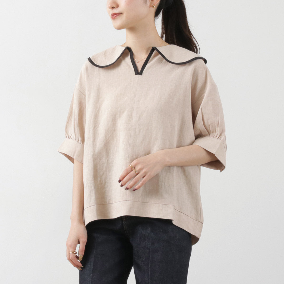 【30%OFF】KELEN(ケレン) LALAT ラウンドカラー デザイントップス