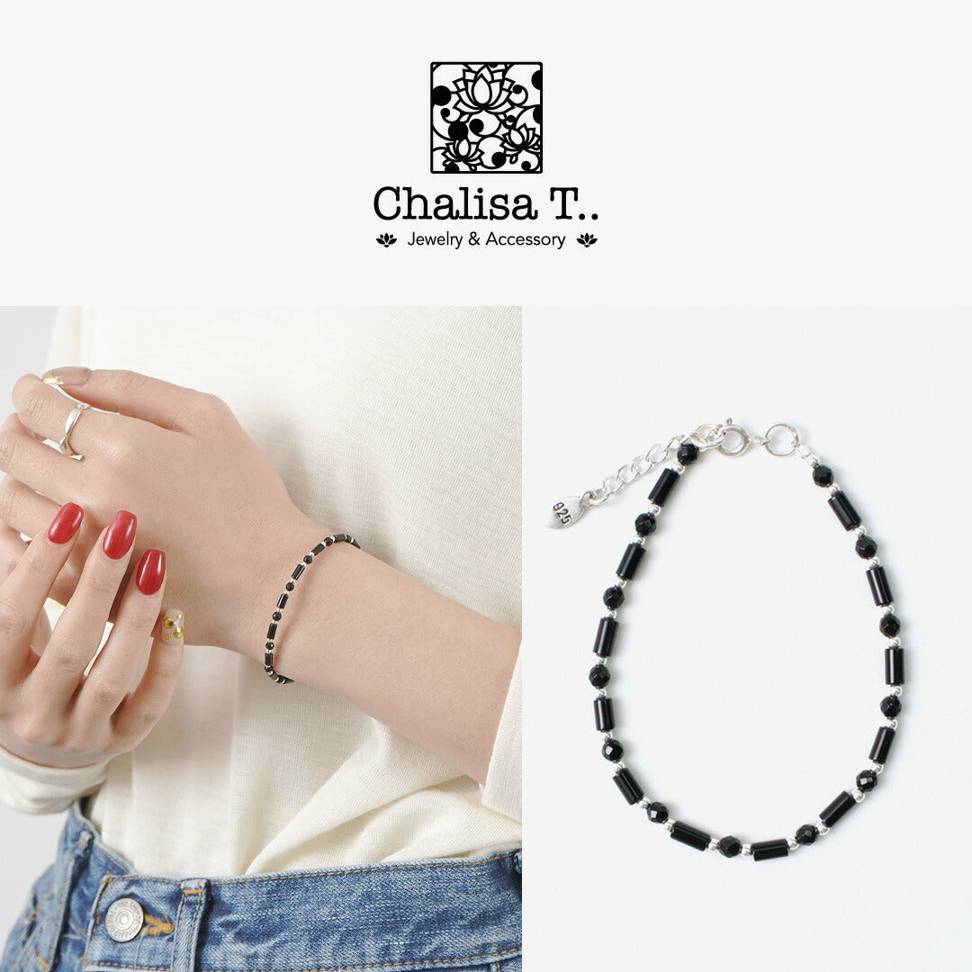 CHALISA T..(チャリッサ・ティー) ブラックオニキス ラウンド アンド チューブビーズ シルバーブレスレット シルバー925