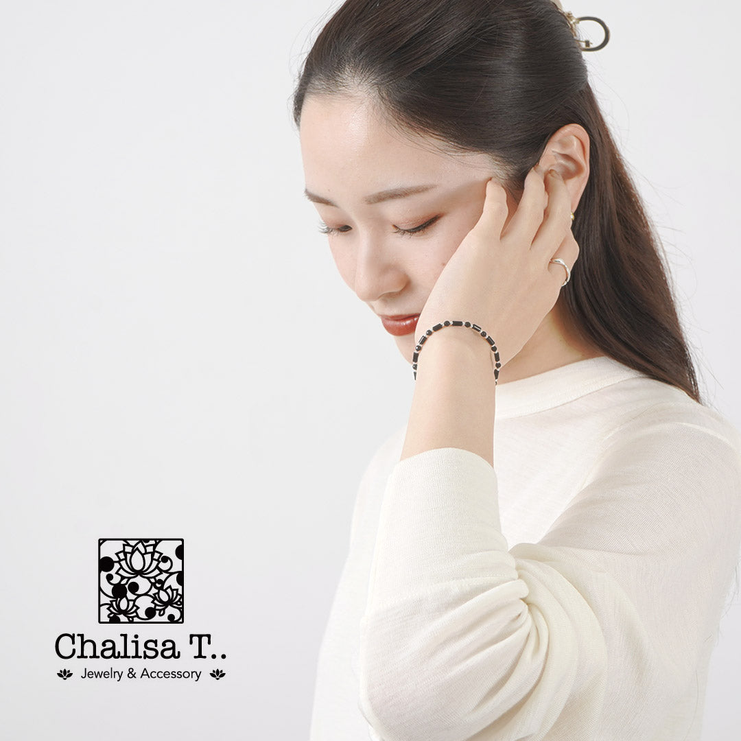 CHALISA T..(チャリッサ・ティー) ブラックオニキス ラウンド アンド チューブビーズ シルバーブレスレット シルバー925