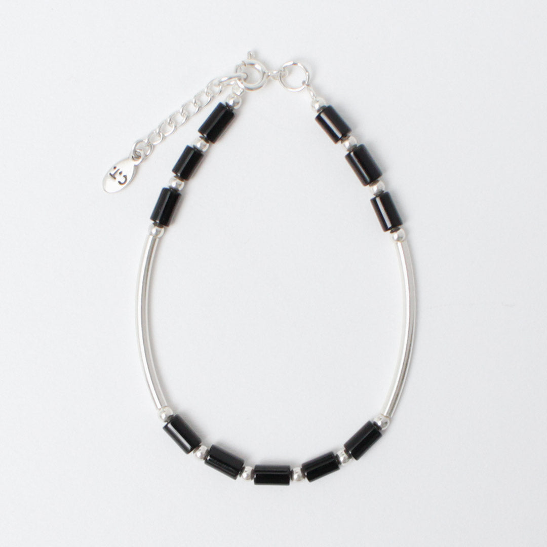 CHALISA T..(チャリッサ・ティー) ブラックオニキス チューブビーズ シルバーブレスレット シルバー925