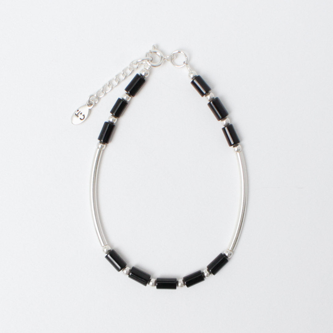 CHALISA T..(チャリッサ・ティー) ブラックオニキス チューブビーズ シルバーブレスレット シルバー925