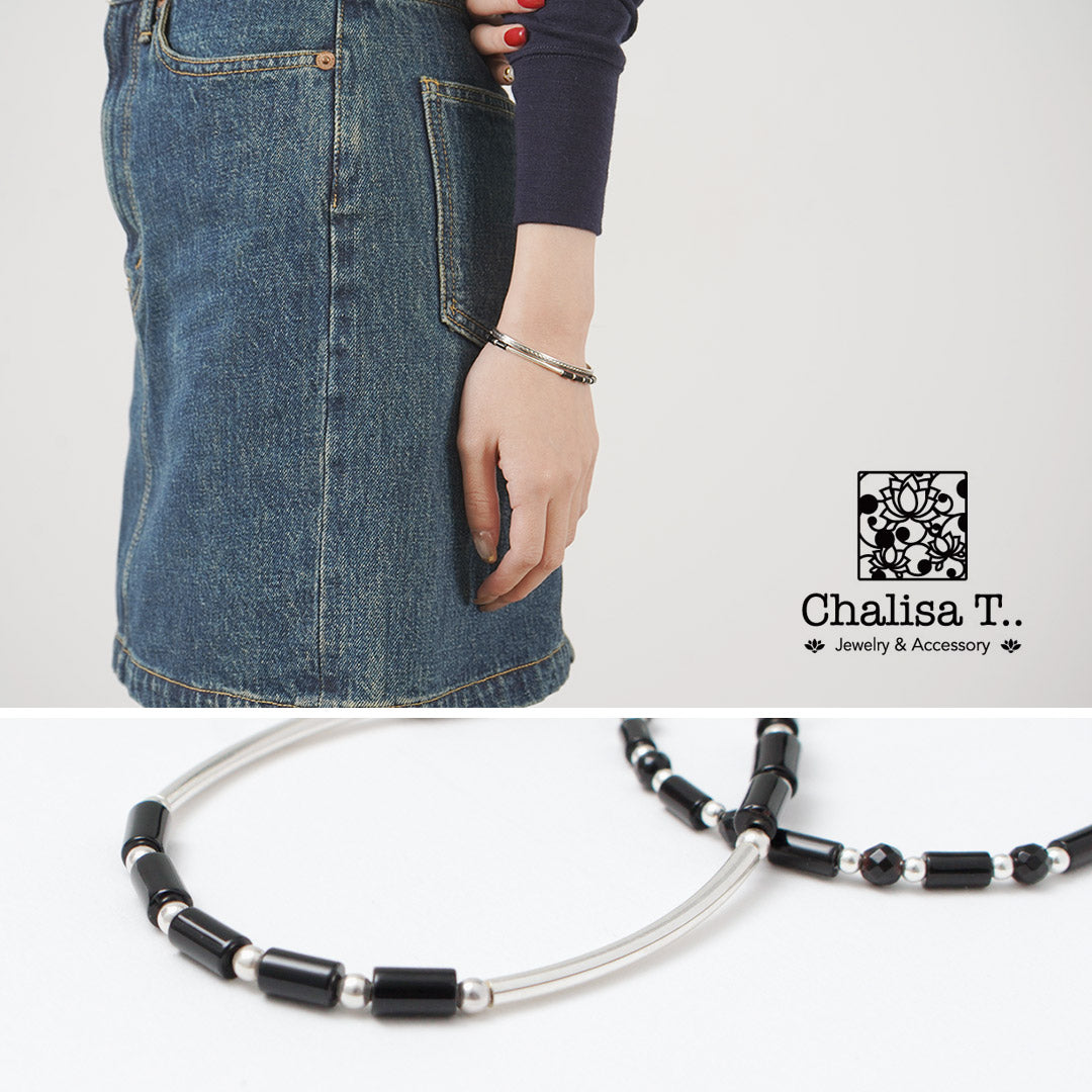 CHALISA T..(チャリッサ・ティー) ブラックオニキス チューブビーズ シルバーブレスレット シルバー925