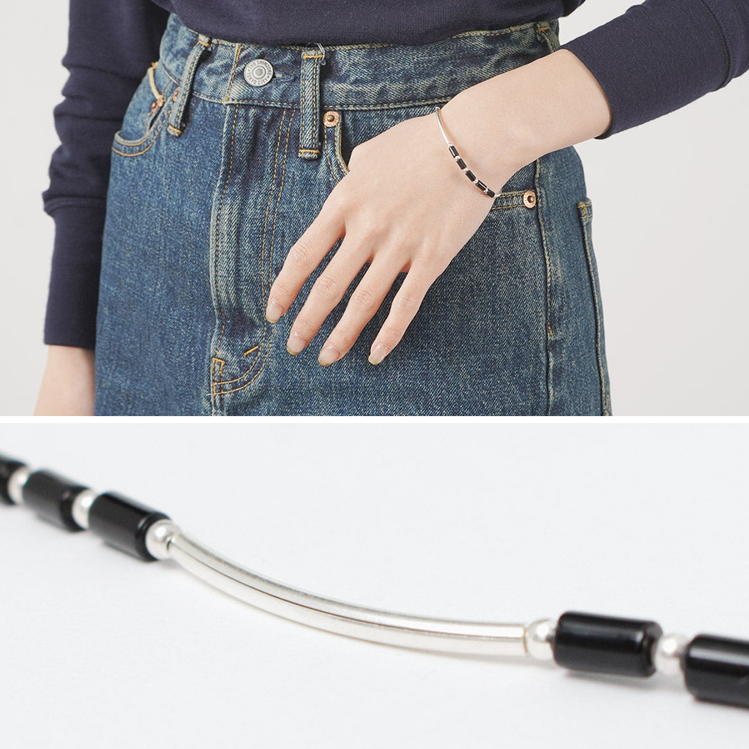 CHALISA T..(チャリッサ・ティー) ブラックオニキス チューブビーズ シルバーブレスレット シルバー925