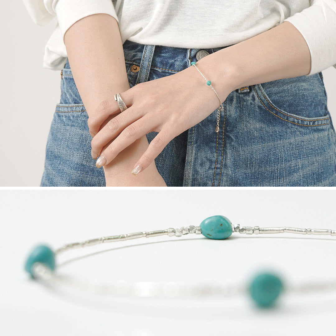 CHALISA T..(チャリッサ・ティー) カレンシルバー ターコイズ ビーズブレスレット シルバー925
