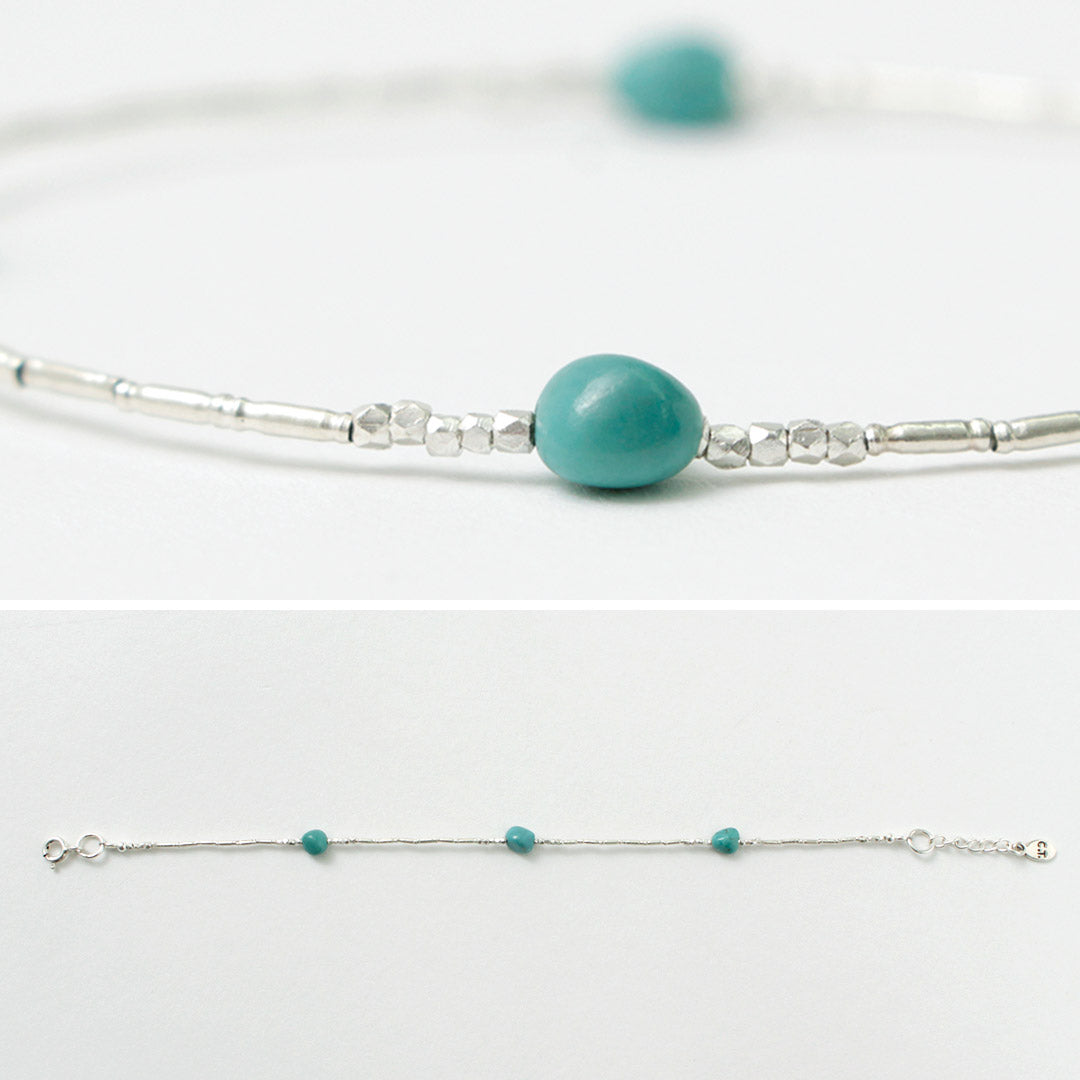 CHALISA T..(チャリッサ・ティー) カレンシルバー ターコイズ ビーズブレスレット シルバー925