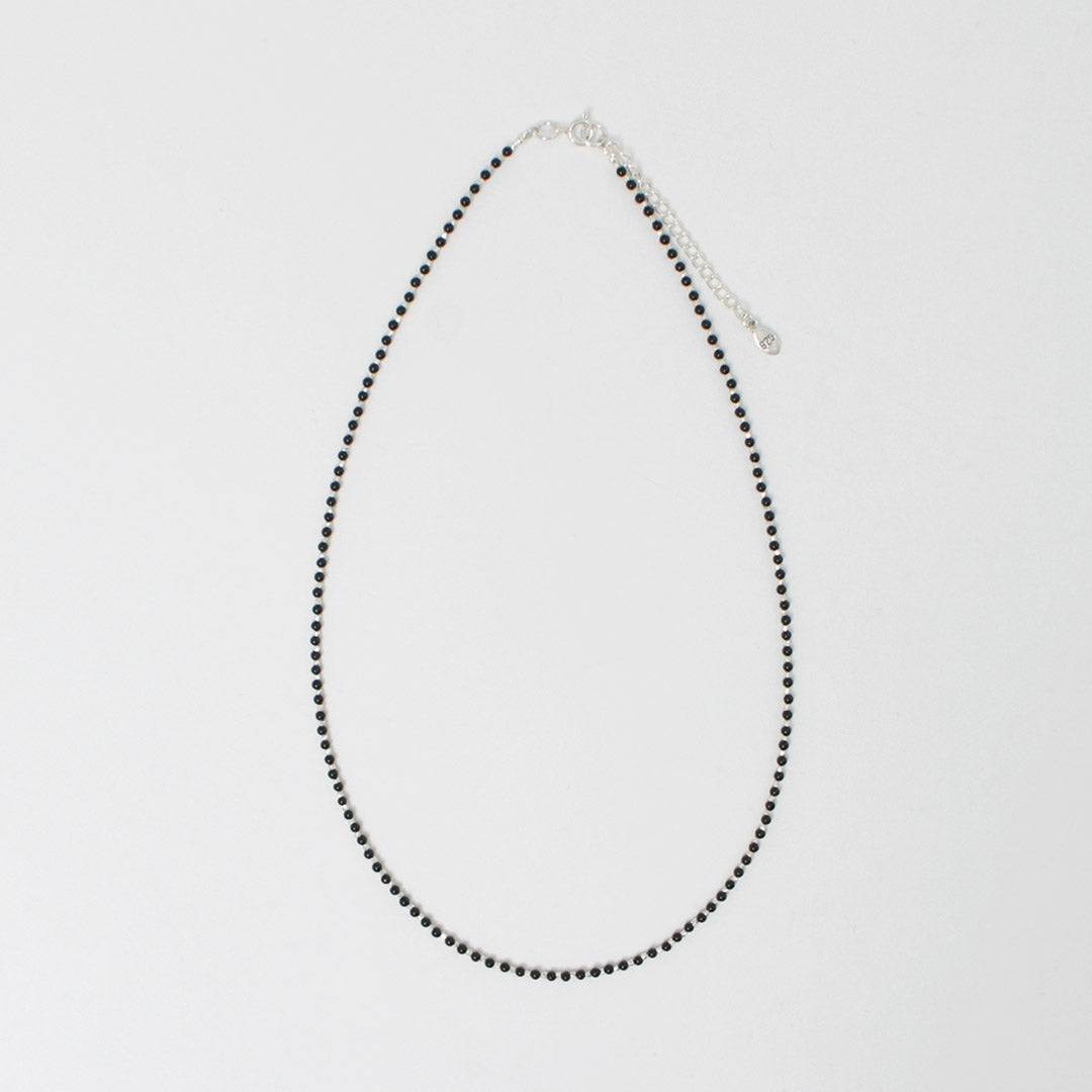 CHALISA T..(チャリッサ・ティー) ブラックオニキスビーズ シルバーボールチェーンネックレス シルバー925