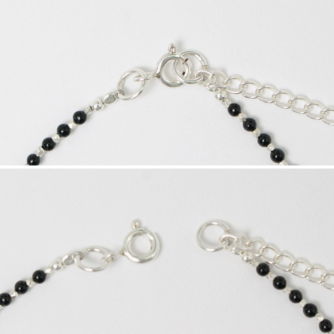 CHALISA T..(チャリッサ・ティー) ブラックオニキスビーズ シルバーボールチェーンネックレス シルバー925