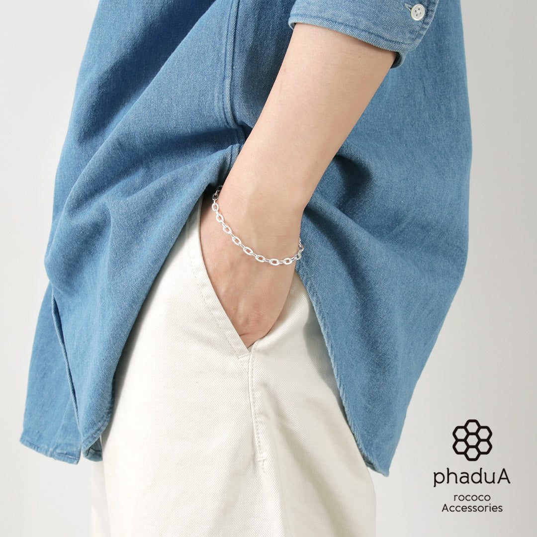 【30%OFF】phaduA (パ・ドゥア) フラットケーブルチェーン ブレスレット シルバー925