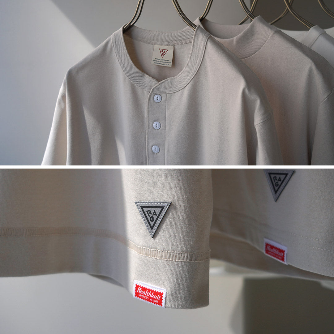 HEALTHKNIT(ヘルスニット)×RAG 別注 ヘンリーネックTシャツ オープンエンド ドライジャージ 抗菌 防臭加工 速乾
