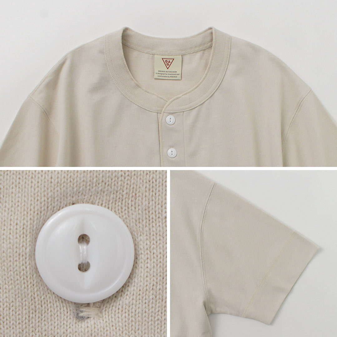 HEALTHKNIT(ヘルスニット)×RAG 別注 ヘンリーネックTシャツ オープンエンド ドライジャージ 抗菌 防臭加工 速乾