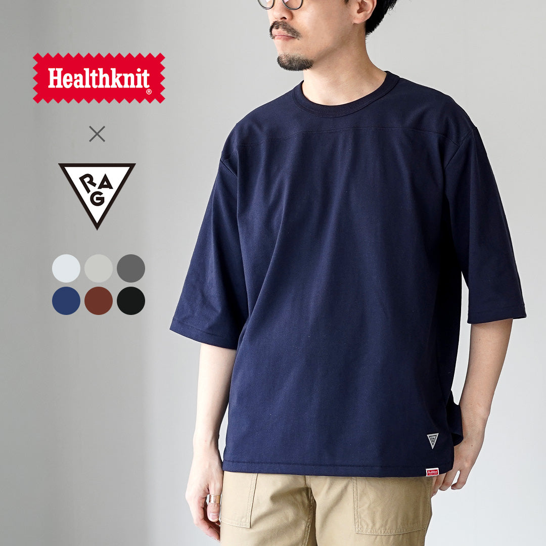 HEALTHKNIT(ヘルスニット)×RAG 別注 フットボールTシャツ オープンエンド ドライジャージ 抗菌 防臭加工