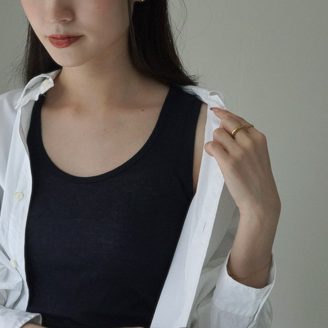 SOUPLE LUZ(スープレルース) コットンカシミア リブクルータンクトップ