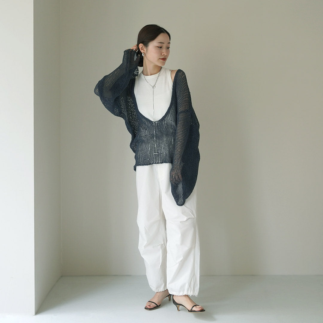 ETRE TOKYO(エトレトウキョウ) フィッシュネットVネックニットプルオーバー 1224211090-0