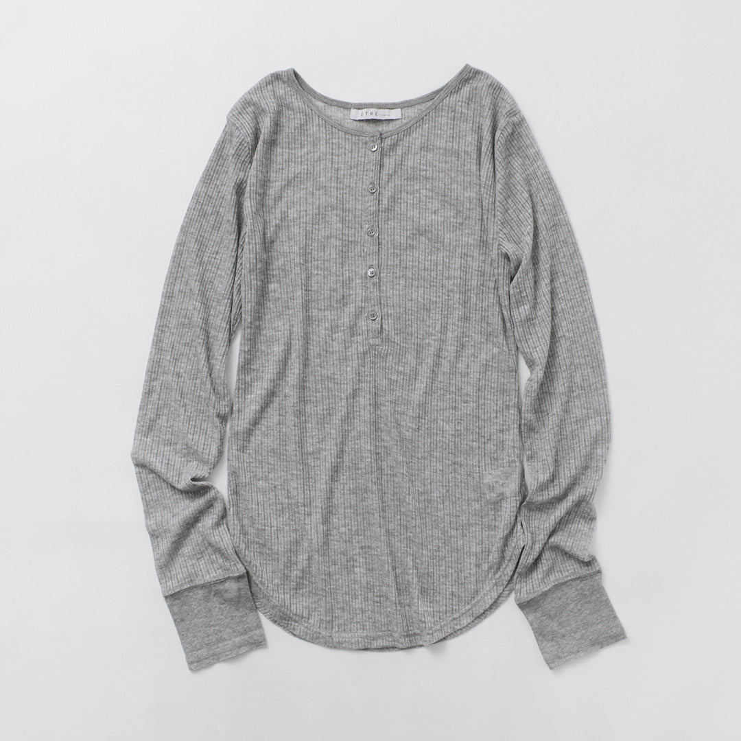 ETRE TOKYO(エトレトウキョウ) シアーストライプヘンリーネックトップス