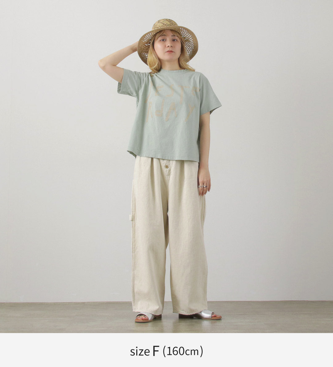 TUMUGU(ツムグ) 9.5oz コットンリネン デニム ワイドテーパード パンツ