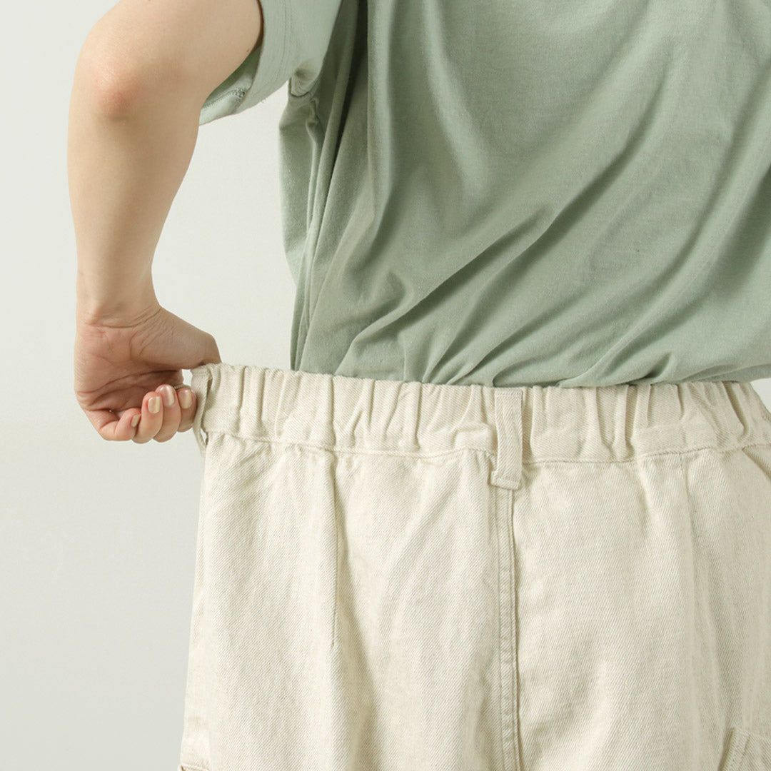 TUMUGU(ツムグ) 9.5oz コットンリネン デニム ワイドテーパード パンツ