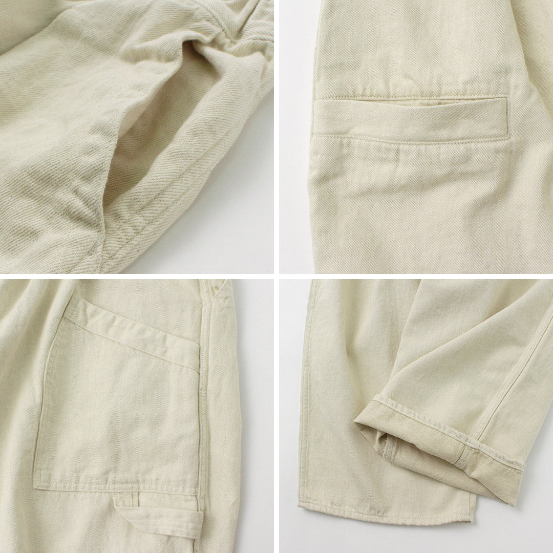 TUMUGU(ツムグ) 9.5oz コットンリネン デニム ワイドテーパード パンツ