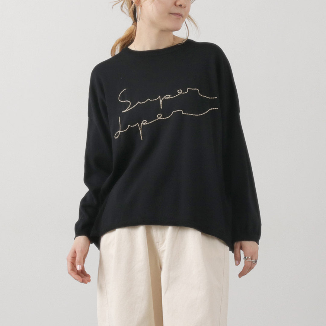 【30%OFF】TUMUGU(ツムグ) ランダムリブニット ロゴ刺繍プルオーバー