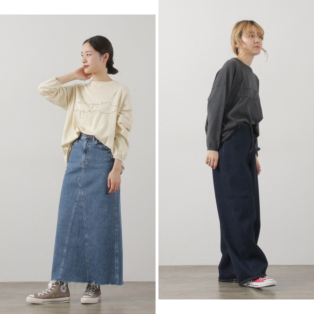 【30%OFF】TUMUGU(ツムグ) ランダムリブニット ロゴ刺繍プルオーバー
