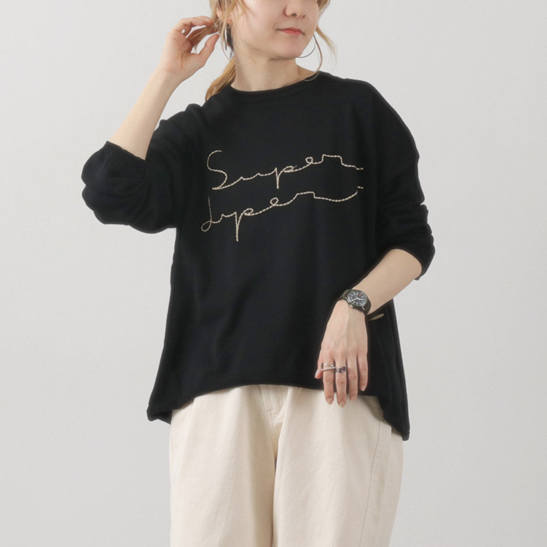 【30%OFF】TUMUGU(ツムグ) ランダムリブニット ロゴ刺繍プルオーバー