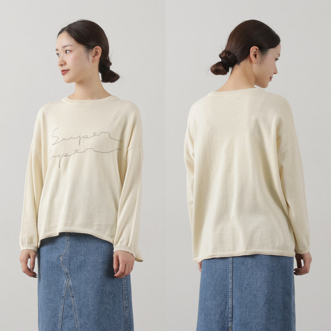 【30%OFF】TUMUGU(ツムグ) ランダムリブニット ロゴ刺繍プルオーバー