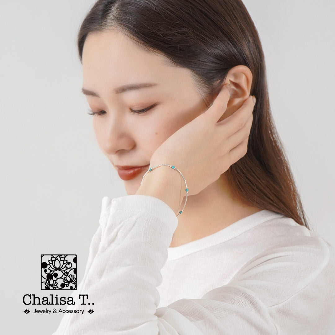 CHALISA T..(チャリッサ・ティー) カレンシルバー ターコイズ ビーズブレスレット シルバー925