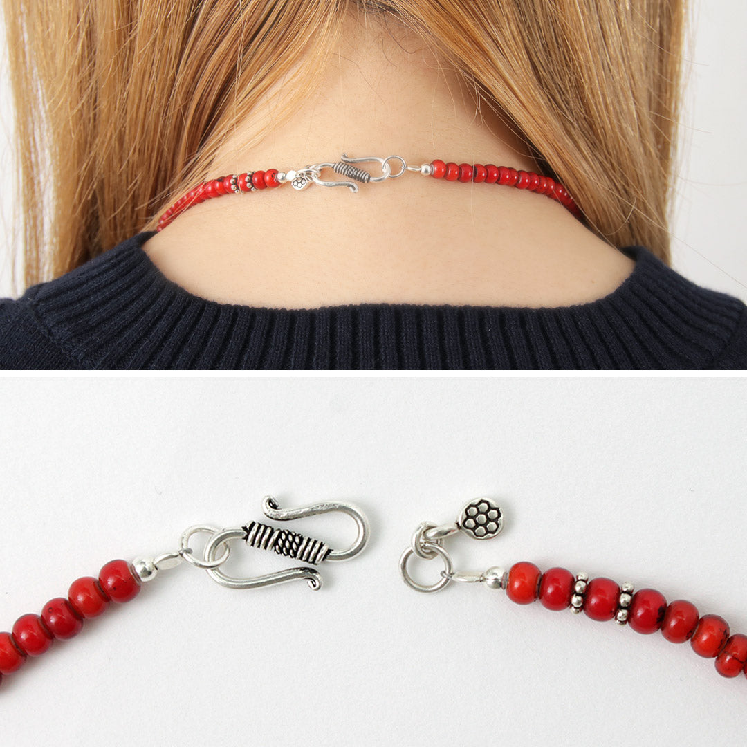 phaduA (パ・ドゥア) ホワイト ハート アンティーク グラス ビーズ ネックレス