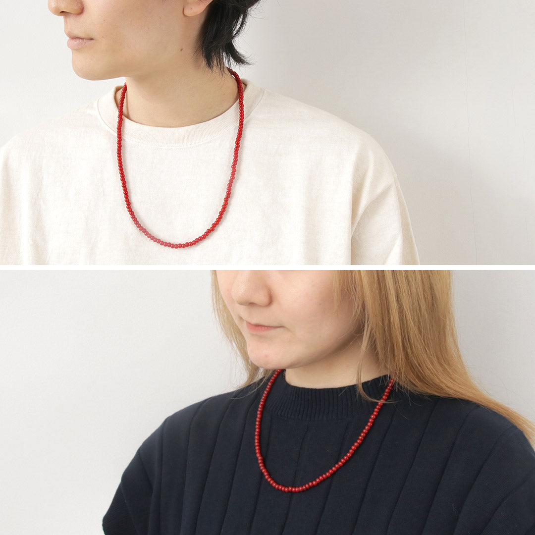 phaduA (パ・ドゥア) ホワイト ハート アンティーク グラス ビーズ ネックレス