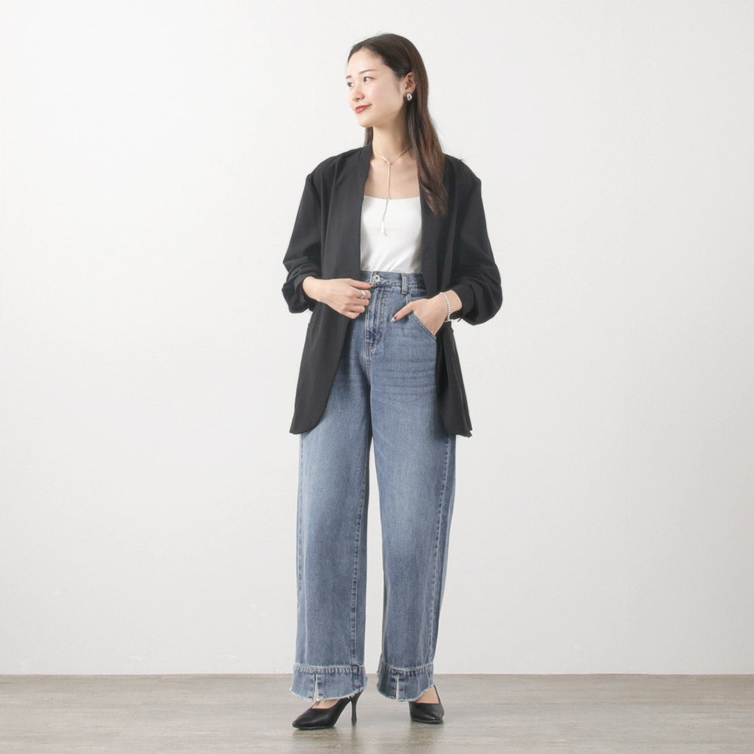 【30%OFF】CYAN TOKYO(シアン トーキョー) リブウエスト デニム ワイド