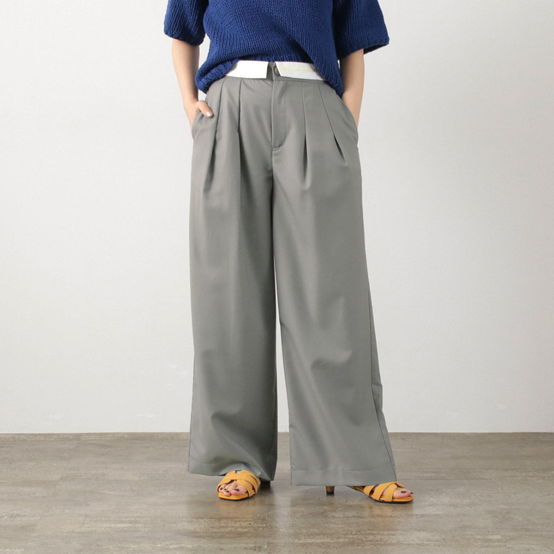 【50%OFF】CYAN TOKYO(シアン トーキョー) マーベルト 2タック ワイドパンツ