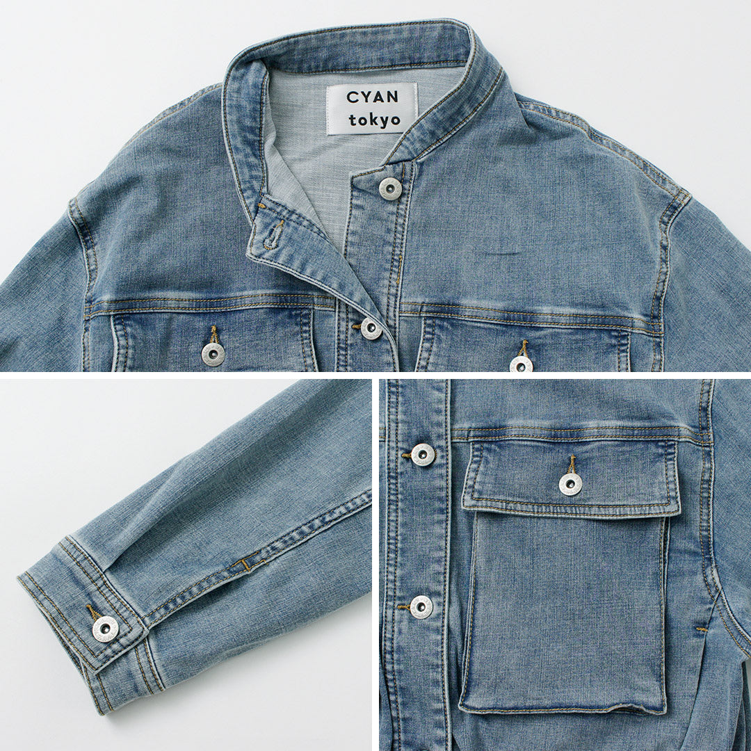 CYAN TOKYO(シアン トーキョー) スタンドカラー ショートデニムジャケット