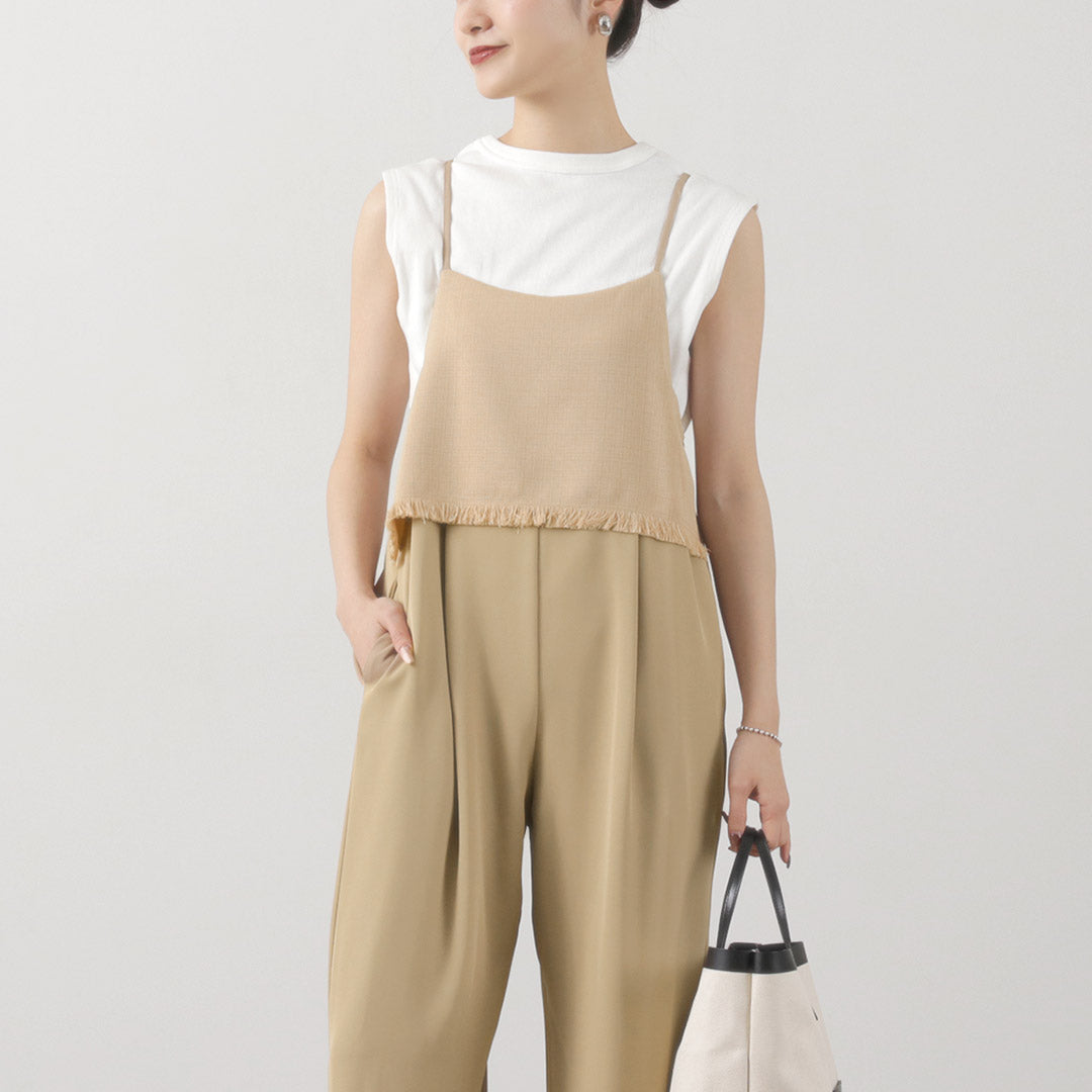 【30%OFF】CYAN TOKYO(シアン トーキョー) フリンジ切替 ジョガーサロペット