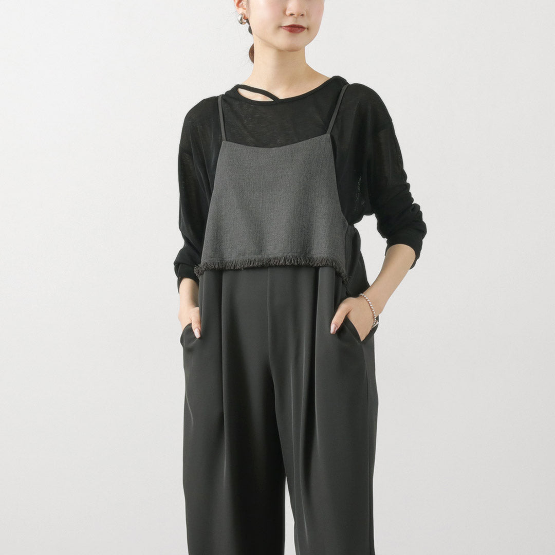 【30%OFF】CYAN TOKYO(シアン トーキョー) フリンジ切替 ジョガーサロペット